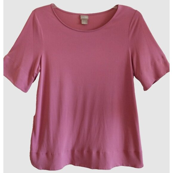 Chico's Sandwash Tee Rose Mist Short Sleeve Modal/Poly Knit Top - Size 2/Large - Picture 1 of 8